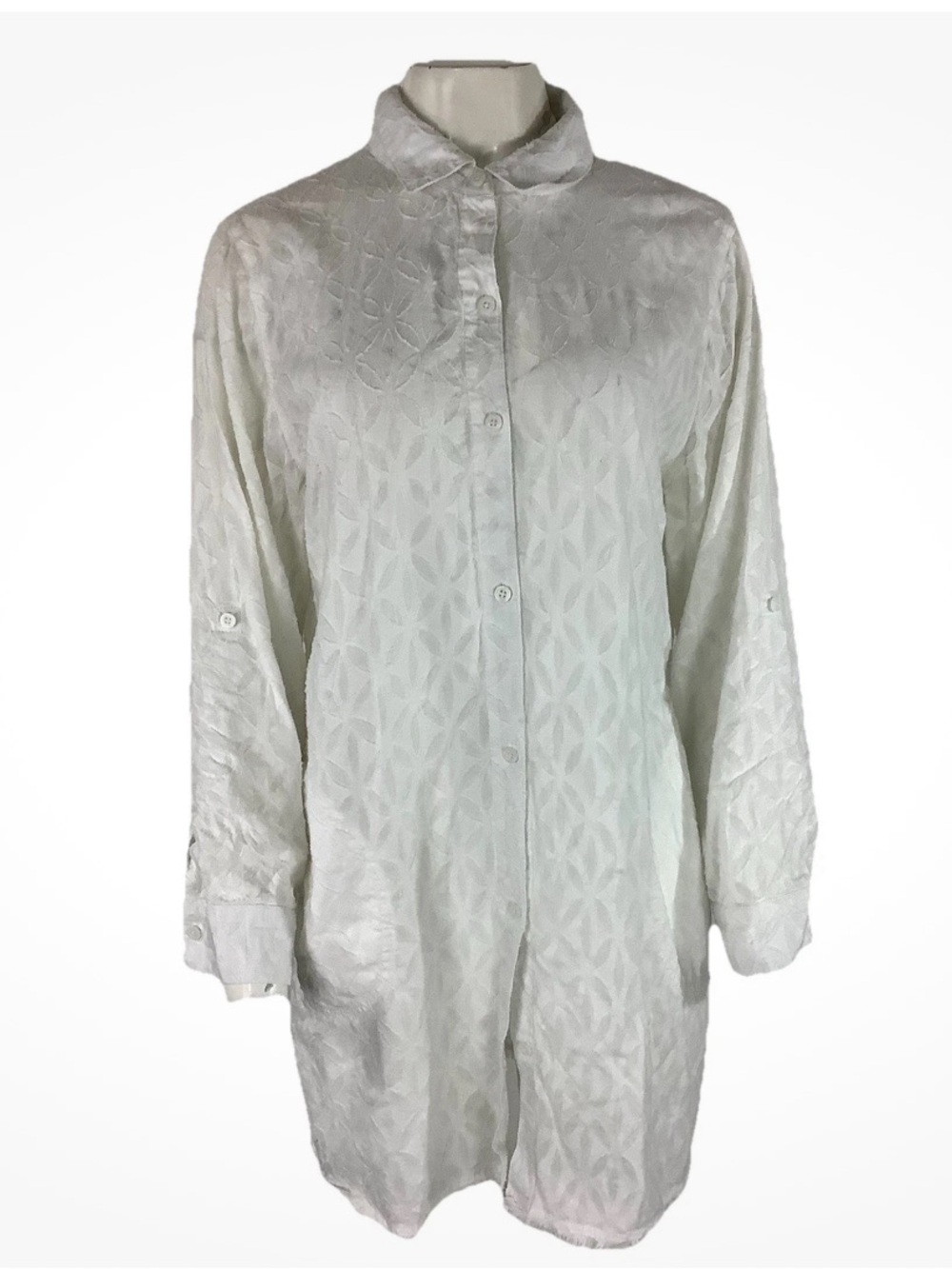 Tommy Bahama Sz L 100% Cotton Light Travel Beach Vacation Shirt Dress White